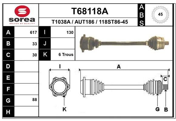 Veio de transmissão 8D0407272CL | Audi